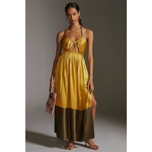 By Anthropologie Silk Colorblocked Maxi Dress - 16